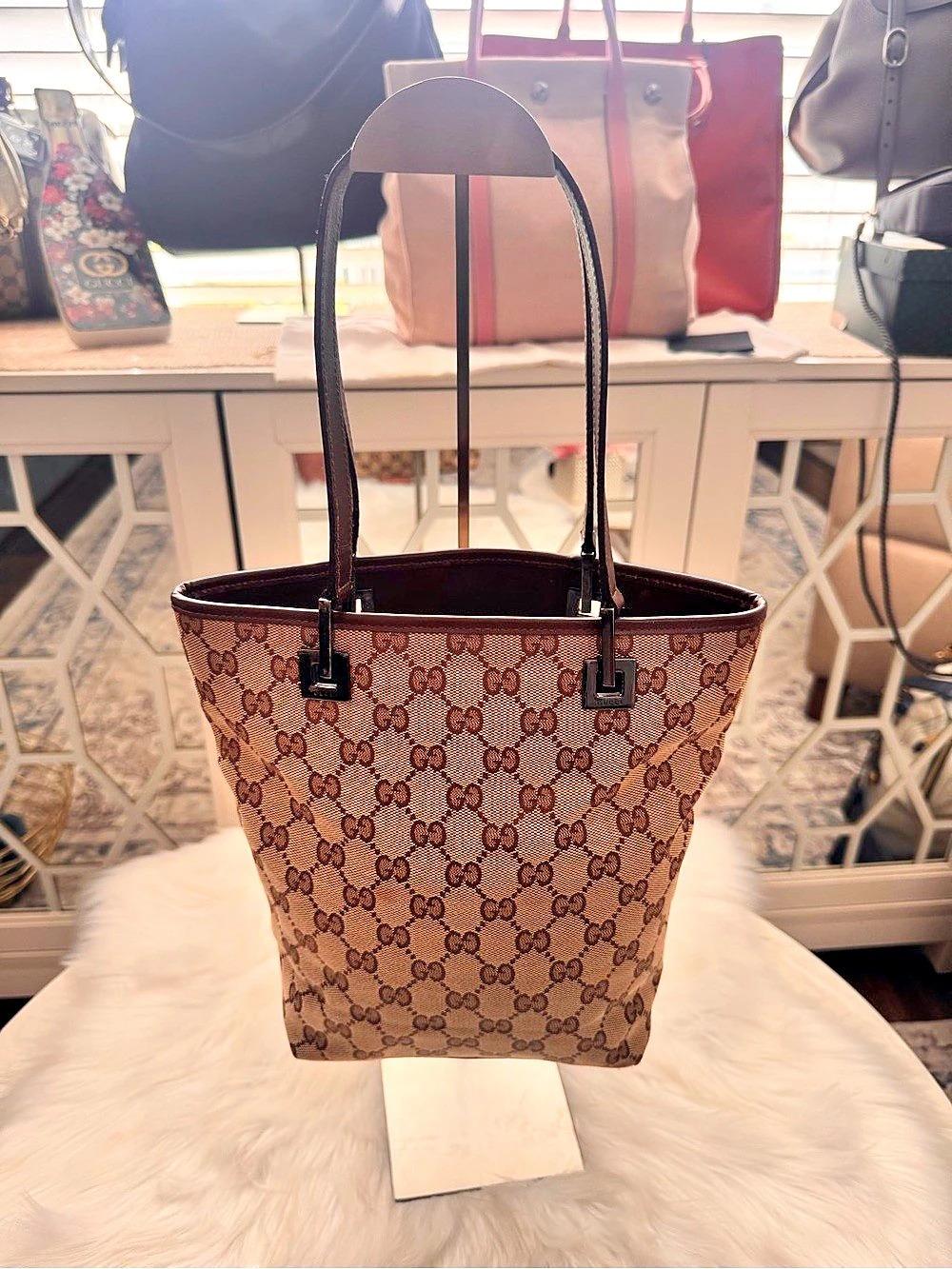 Gucci GG Canvas Tote Bag Brown